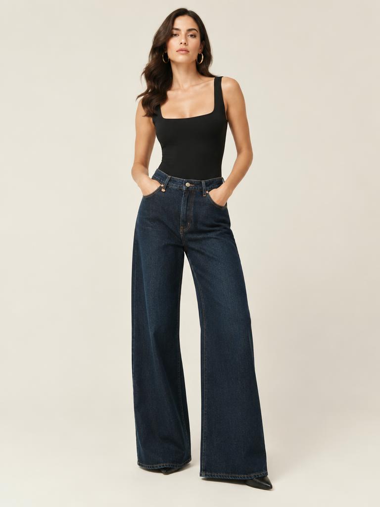 Wide-Leg Denim & Bodysuit