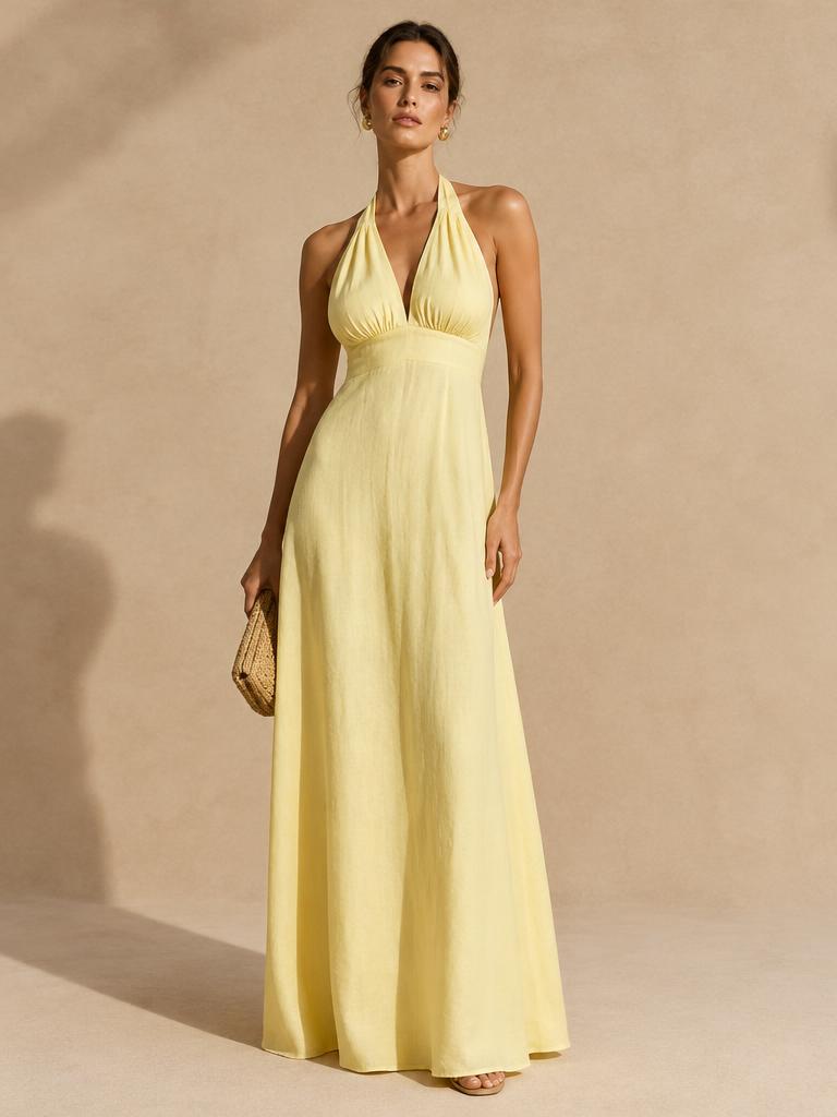 Soleil Linen Halter Maxi
