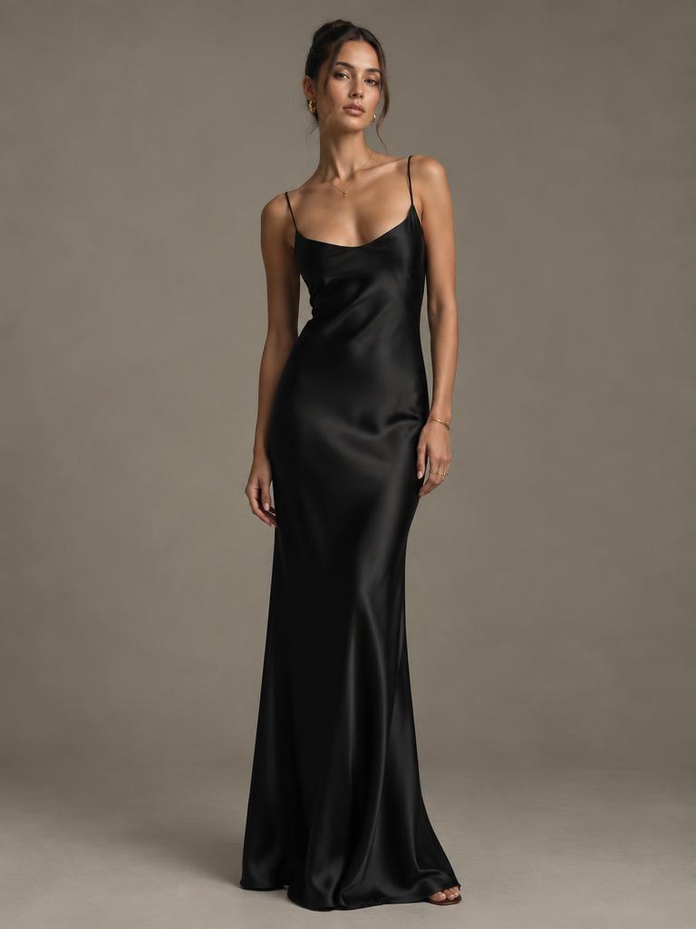 Midnight Silk Slip Gown