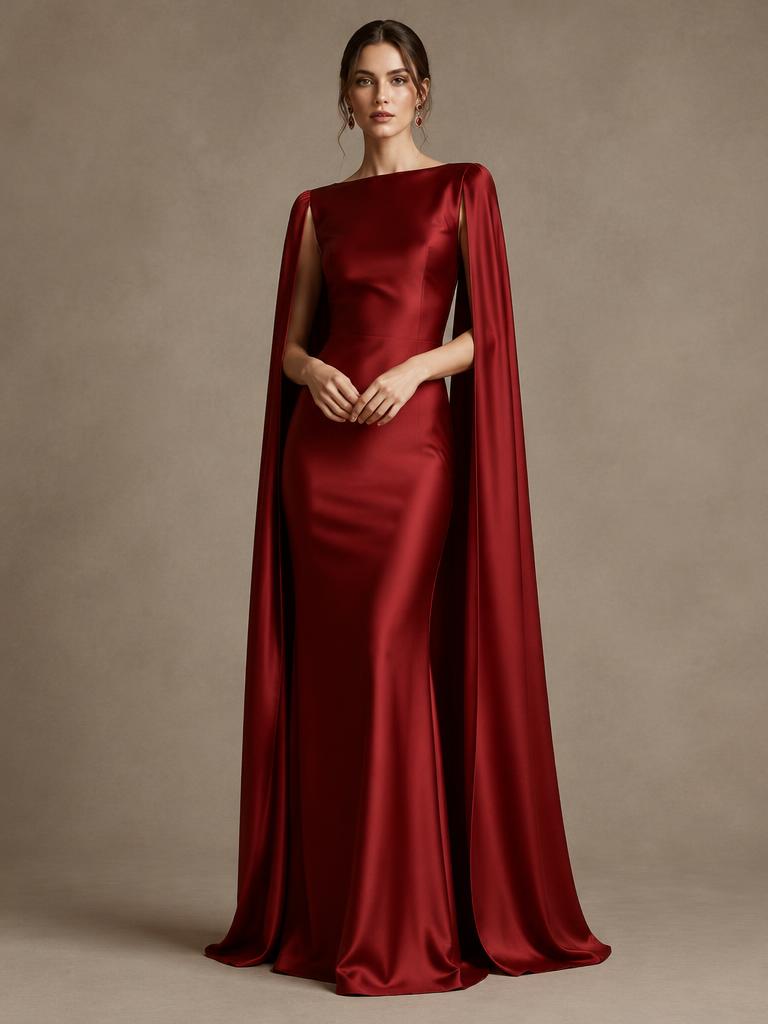 Grand Cape-Sleeve Gown