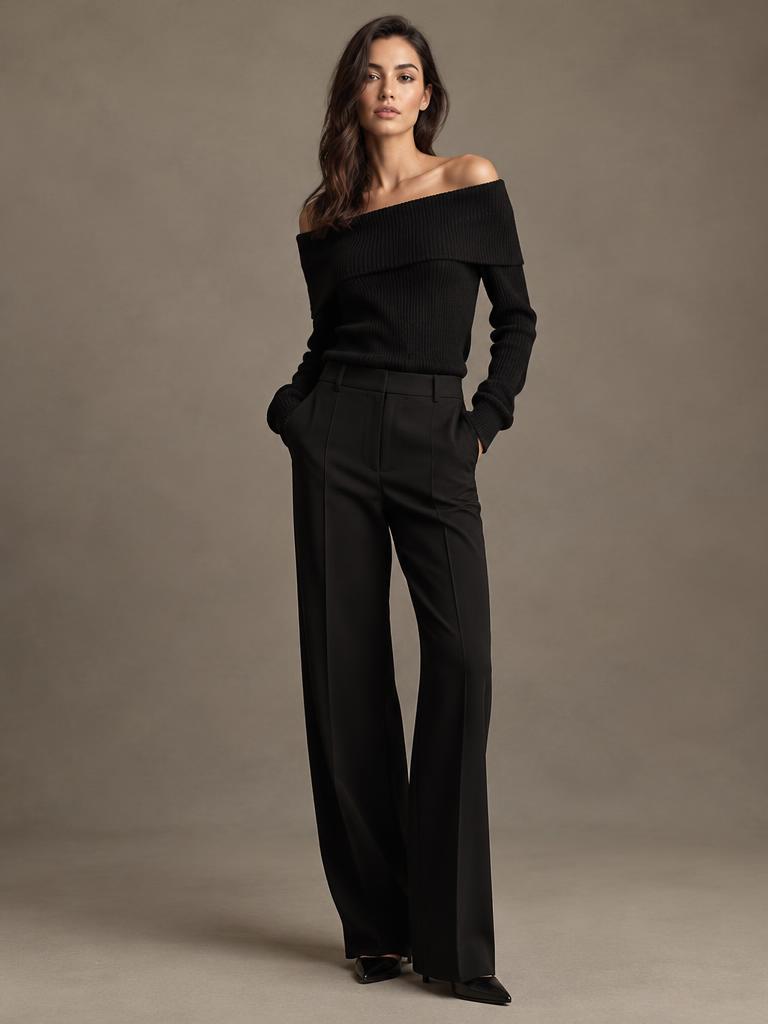 Off-Shoulder Ribbed Sweater