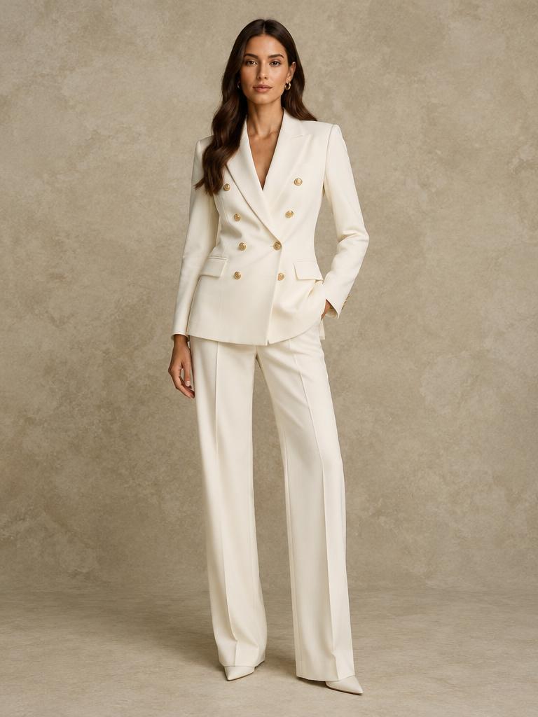 Double-Breasted Gold Button Suit